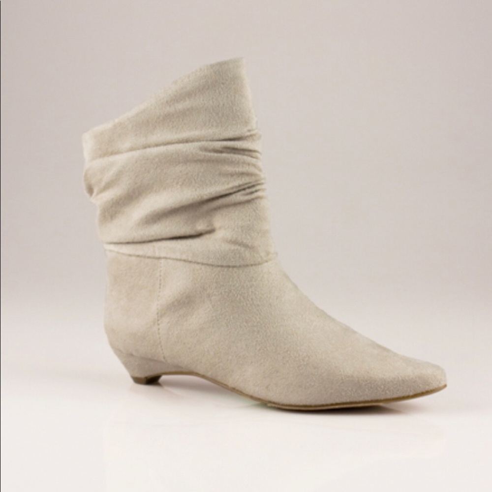 Light grey scrunched ankle booties